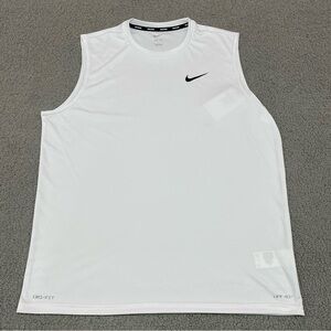 Nike Swim Dri Fit Sleeveless Tank Top Mens Large White UPF 40 Athletic Training